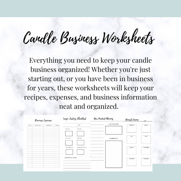 Candle Business Worksheets
